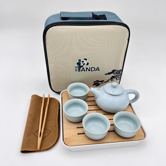 Other - Ceramic Tea Set Tray and Travel Bag for Travel Home Outdoor and Office T4